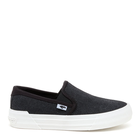 Cheery Black Slip-On Plimsoll Trainers