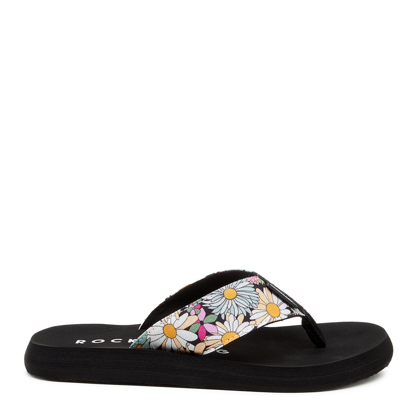 Adios Black Floral Flip-Flops