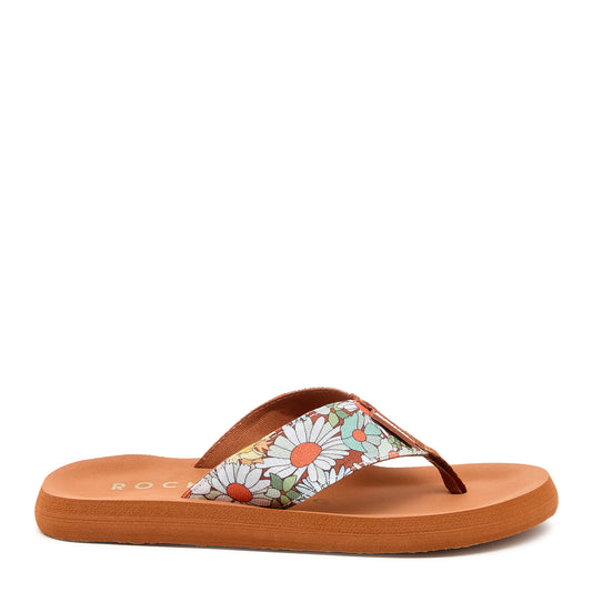 Adios Brown Floral Flip-Flops