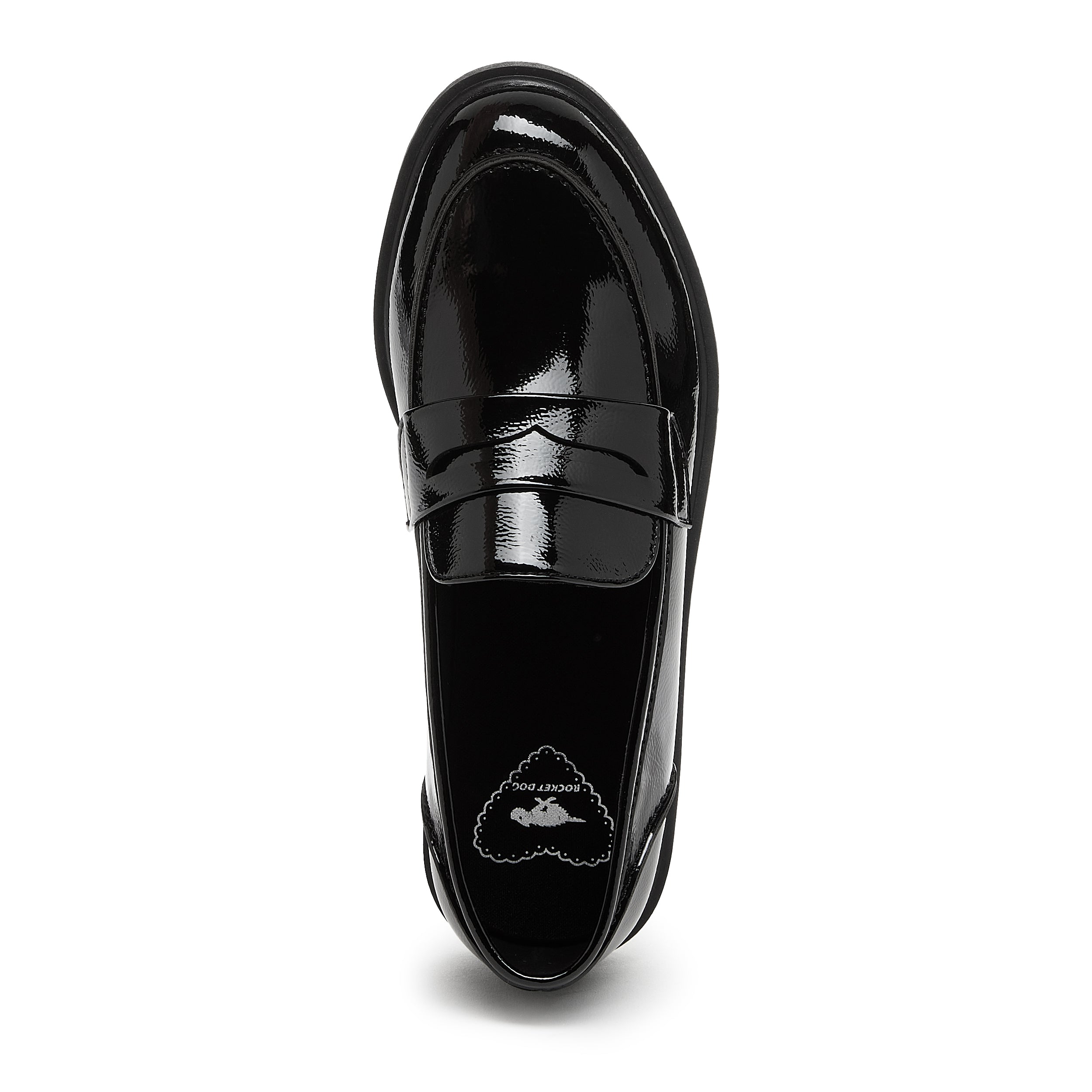 Gabby Black Patent Loafer Shoes Rocket Dog UK