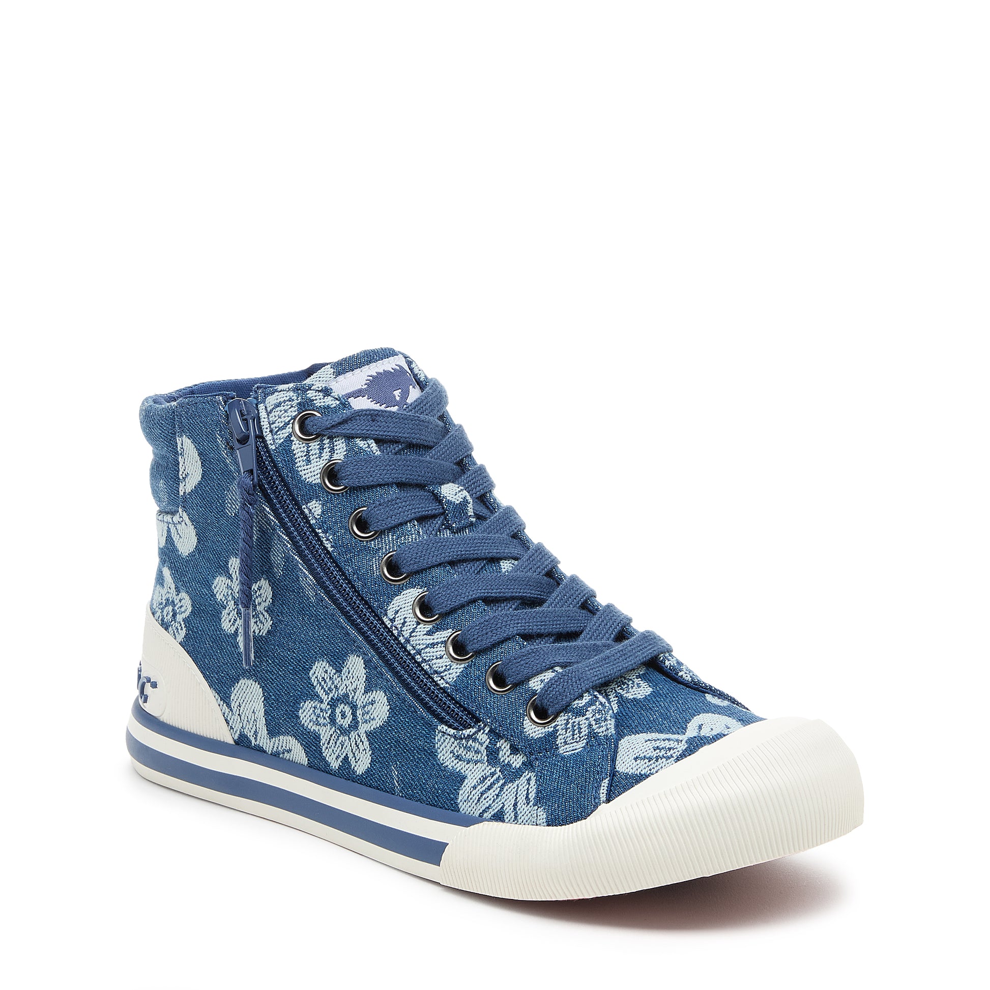 Jazzin High-top Navy Floral Trainers