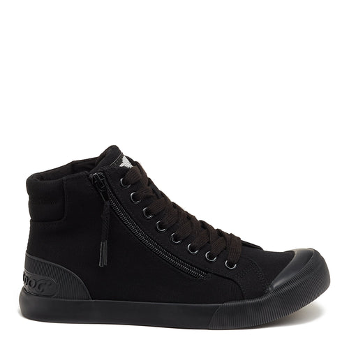 Jazzin High All Black Canvas High-Top Trainers