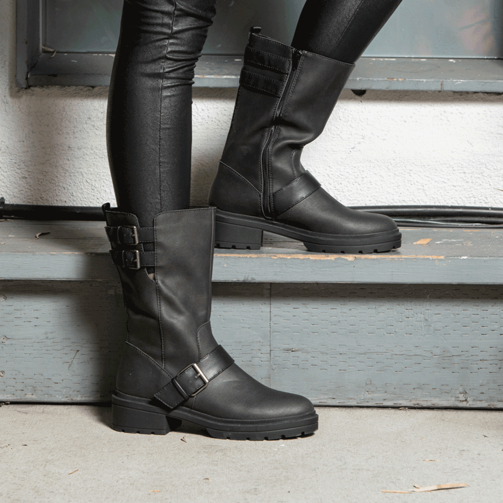 Long cheap biker boots